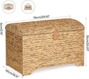 Handwoven Storage Basket with Lid, 178L Wicker Storage Bin, Natural Water Hyacinth, Leather Buckle & Metal Frame, Metal Ring Handles for Easy Transport, Storage Chest & Trunk for Bedroom, Living Room by CozyNest Decor
