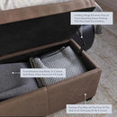 BELLEZE 47 Inch Storage Ottoman, Faux Leather Storage Bench Bedroom Bench with Safety Close Hinge, Ottoman with Storage for Living Room, Entryway, Hallway, Foot Rest, Support 300lbs - Rustic Brown by CozyNest Decor
