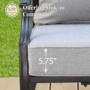 Patio Furniture Set with Fire Pit Table, 5 Pcs Metal Outdoor Conversation Set, 4 Rocking Chairs with 5.75" Extra Thick Cushion and 28" Fire Pit Table for Backyard Deck, Grey by GreenHaven Gardens