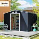 Outsunny 9' x 6' Outdoor Storage Shed, Garden Tool Metal Shed with Foundation Kit, Double Lockable Door, Air Vents and Sloping Roof, for Backyard, Patio, Lawn, Dark Gray by GreenHaven Gardens