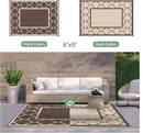 GENIMO 6' x 9' Outdoor Rug Waterproof for Patio Decor, Foldable Reversible Plastic Straw Area Rugs Mat for Camper, Outside Carpet for Rv, Deck, Porch, Picnic, Beach, Balcony, Coffee & Beige by GreenHaven Gardens