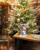 iStatue Lighted Stacked Snowman Tabletop Decor Figurine with Lamppost Lantern - 11.2'' Resin Cardinal Christmas Decorations Indoor - Unique Xmas Gift Idea (Joy Trio) by CozyNest Decor