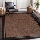 CAMILSON Indoor Outdoor Rug, 5x7 Bordered Nut Brown Black Modern Area Rugs for Indoor and Outdoor Patios, Kitchen and Hallway Mats, Washable Porch Deck Outside Carpet (Bordered Nut Brown Black, 5 x 7) by CozyNest Decor