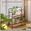 4NM 2 Tiers No-Assembly Folding Bookshelf with Wheels, Portable Rolling Storage Bookcase & Compact Side Table for Living Room, Bedroom, Kitchen, Bathroom (Rustic Brown and Black) by CozyNest Decor
