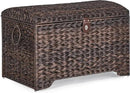 Handwoven Storage Basket with Lid, 178L Plastic Rattan Storage Bin, Leather Buckle & Metal Frame, Large Metal Ring Handles, Storage Trunk for Bedroom, Laundry Room by CozyNest Decor
