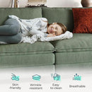 LINSY HOME Sectional Sleeper Sofa - 123'' Modular Cloud Couch Oversized Corduroy Sofa Bed with Movable Ottoman Soft Modern Comfy Couch for Living Room Apartment Office, Green by CozyNest Decor