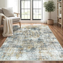 Washable Rug 6x9 Area Rugs: Abstract Washable Rugs with Non-Slip Backing, Stain Resistant Indoor Floor Carpet for Bedroom Dining Room Table Nursery Hallway Home Office Brown/Gray by TinyTreasures Baby Boutique