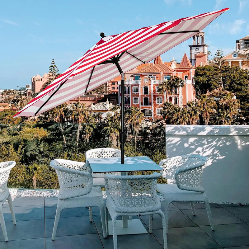 Sunnyglade 9' Patio Umbrella Outdoor Table Umbrella with 8 Sturdy Ribs (Red and White), photo 5 of 6
