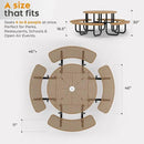 Metal Picnic Tables for Outdoors with Umbrella Hole - Coated Steel Heavy Duty Commercial Grade Table with Adjustable Seats (Brown, 46 in, Round, Expanded Steel) by GreenHaven Gardens