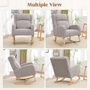 Rocking Chair Nursery, Nursing Rocking Chairs for Mom Nursery, Comfy Wingback Glider Rocking Armchair with Side Pocket for Nursery Living Room Bedroom, Teddy Light Grey by TinyTreasures Baby Boutique