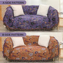 Boho Fall Throw Blanket for Bed Purple Flowers，100% Ultra Cotton Soft Breathable Bed Throw Floral Printed Farmhouse Decor Rustic Bed Throws for Couch Sofa Quilt 90" x 98" by CozyNest Decor