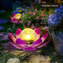 GIGALUMI Solar Light Outdoor Garden Decor, Lotus Flower Light Crackle Globe Glass Lantern Outdoor Table Decor Waterproof for Patio, Lawn, Pathway, Pool, Pond, Christmas Gift (Pink Petal) by GreenHaven Gardens