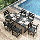 7pcs Outdoor Dining Set, HDPE Patio Dining Set for 6, All-Weather Outdoor Table and Chairs with Umbrella Hole & Adjustable Pads, Modern Patio Furniture Set for Backyard, Poolside &Lawn (Black) by GreenHaven Gardens