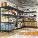 REIBII 81.5''W Storage Shelves 3680LBS Garage Shelving Heavy Duty 4 Tier Metal Shelving Unit Adjustable Wire Shelf and Storage Pantry Shelves for Kitchen Garage, 81.5Wx23.62Dx70.86H，Black, 2PCS