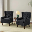 Accent Chair, Upholstered Armchair with Button Tufted High Back & Solid Wood Legs, Comfy Wingback Reading Single Sofa Chair for Small Spaces, Living Room, Bedroom-Blue,1 SEAT by CozyNest Decor