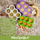 WeeSprout Silicone Freezer Tray with Clip on Lid Perfect Food Storage Container for Homemade Baby Food, Vegetable, Fruit Purees, and Breast Milk (Bright Purple, Six 3 Ounce Sections) by TinyTreasures Baby Boutique