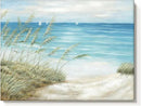 Beach Sea Canvas Wall Art: Seaside Coastal Reed Painting Blue Ocean Nautical Picture Modern Minimalist Seascape Grass Path Artwork Decor for Living Room Bedroom by CozyNest Decor