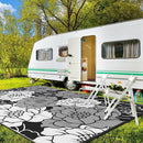 GENIMO Outdoor Rug Waterproof for Patio Decor, 9' x 12' Reversible Plastic Straw Floral Camping Carpet, Large Area Rugs Mats for RV, Camper, Deck, Balcony, Porch, Beach, Picnic, Mix-Black & White by CozyNest Decor