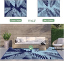 GENIMO Outdoor Rug 9' x 12' Waterproof for Patios Clearance, Reversible Outdoor Plastic Straw Camping Rug Carpet, Large Area Rugs Mats for RV, Camper, Deck, Balcony, Porch, Beach, Navy Blue&Baby Blue by CozyNest Decor