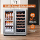 Ca'Lefort 30 Inch Wine and Beverage Refrigerator, 80 Can and 33 Bottle French Door Wine Refrigerator 36-72°F, 3 LED Wine Fridges with Glass Door, Built-in or Freestanding for Home/Kitchen (6.00 cu.ft) by CozyNest Decor