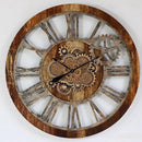 The Gears Clock 36'' Inch Real Moving Gear Wall Clock Vintage Industrial Oversized Rustic Farmhouse (Vintage Brown) by CozyNest Decor