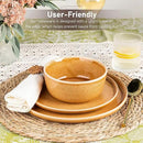 GBHOME Ceramic Dinnerware Sets for 4, 12 Pieces Stoneware Plates and Bowls Sets, Scratch Resistant Dishes, Dishwasher & Microwave Safe, Reactive Glaze-Amber by CozyNest Decor