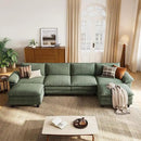 LINSY HOME Modular Sectional Sofa - 157'' Oversized Corduroy Cloud Couch U Shaped Couch with Movable Ottoman Soft Modern Comfy Sofa for Living Room Apartment Office, Green by CozyNest Decor