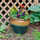 Sunnydaze Chalet Large Ceramic Plant Pot - Round Outdoor Glazed Ceramic Planter Pot with Drainage - Forest Lake Green - 14.5" by CozyNest Decor