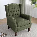 Lumibee High Back Accent Chair,Upholstered Wingback Armchair with Solid Wood Legs for Small Spaces,Comfy Single Sofa Chair for Living Room,Bedroom,Office-Green by CozyNest Decor