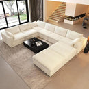 Oversized Modular Sectional Cloud Couch,157.5" U Shaped Modern Sofa with 2 Ottoman and 2 Middle Seats,Upholstered Couches with Corduroy Fabric for Living Room Furniture,No Assembly Required,White by CozyNest Decor