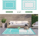 GENIMO 6' x 9' Outdoor Rug Waterproof for Patio Decor, Reversible Plastic Straw Area Mats Carpet for Camper Clearance, Outside Carpet for Rv, Deck, Porch, Beach, Balcony, Aqua Blue & White by CozyNest Decor