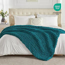 Carriediosa Chunky Knit Throw Blanket 50" X 60", 100% Hand Made Large Chenille Loop Yarn Soft Fluffy Throws for Couch Sofa Bed, Big Crochet Cozy Heavy Thick Cable Woven Blankets, Teal by CozyNest Decor