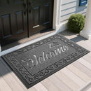 Yimobra Welcome Mat, Heavy Duty Sturdy Door Mats for Home Entrance Outdoor Indoor, Front Doormat for Outside Patio Floor Entry Porch Garage Office, Waterproof, Low Profile, 47X32 Inches, Black Grey by CozyNest Decor
