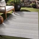 Stripe Outdoor Rug 9x12 Washable Outside Carpet for Indoor Patio Porch Waterproof Easy Cleaning Non Shedding Area Rugs Gray 9 x 12 by CozyNest Decor