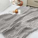 Amélie Home Chunky Knit Throw Blanket for Couch, Soft Chenille Crochet Blanket for Sofa, 50"x60", Light Grey by CozyNest Decor