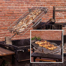 Backyard Discovery Argentine Santa Maria XL Wood Fire & Charcoal Steel BBQ Grill with Asado Clamp, Adjustable Grill Grates, Brasero, Fire Bricks, S-Hooks, Acacia Wood Table for Outdoor Gaucho Grilling by GreenHaven Gardens