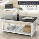 40" Farmhouse Coffee Table | Vintage Rustic Wooden Coffee Table with Lower Shelf for Living Room, Dorm, Office, Bedroom Center Table - Black by CozyNest Decor