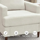 Mid-Century Accent Chair,Modern Linen Fabric Armchair for Living Room,Comfy Upholstered Reading Accent Chairs for Bedroom,Single Sofa Chair with Wood Legs (Beige, 1 Pack) by CozyNest Decor