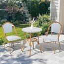 3 Piece French Wicker Bistro Set, Patio Bistro Set with Table and 2 Dining Chairs, All Weather ‎Outdoor ‎Bistro Set with Aluminum Frame, Outdoor Patio Set for Patio Porch Cafes Yard, Navy and White by GreenHaven Gardens