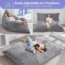 Hobestluk 3 in 1 Bean Bag Chair Giant Bean Bag Chairs Convertible Bean Bag Floor Cushion with Machine Washable Cover, Beanbag Chairs for Adult (Grey) by CozyNest Decor