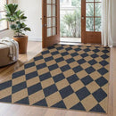 Lahome Checkered Easy Jute Washable Rug, 5x7 Area Rugs for Living Room Nature Large Dining Room Carpet, Farmhouse Geometric Non Slip Indoor Outdoor Carpet for Home Office Bedroom Backyard Patio by CozyNest Decor