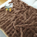 RYNGHIPY Faux Rabbit Fur Throw Blanket Ruched Plush Fuzzy Blanket for Couch Bed Sofa Heavy Warm Comfy Throws for Living Room Bedroom Machine Washable (Solid Brown, 51''x63'') by CozyNest Decor
