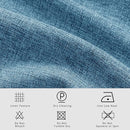 Macochico Pinch Pleated Blackout Linen Curtains 96 Inches Long 100% Light Blocking Burlap Curtains for Bedroom Living Room Thermal Window Panels with Tieback 72”Wx96”L Blue 1 Panel by CozyNest Decor