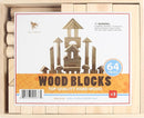 Standard Unit Building Blocks for Toddlers with Storage Tray (64 Pcs) Sanded Wood Blocks for Children, Original STEAM, and STEM Learning, Classic Wooden Toys for Kids Parties and Classrooms by TinyTreasures Baby Boutique