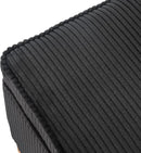 Adeco 17 Inch High Striped Flannel Black Cube Ottoman Storage, 3D Embossed Velvet Chair Foot Stools, Upholstered Vanity Stool with Hinged Lid, Solid Round Wood Legs by CozyNest Decor