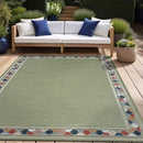 Beverly Rug Outdoor Rug 6x9 Modern Bordered Area Rugs for Indoor and Outdoor Patio Easy to Clean Non Shedding Living Room Porch Garden Washable Outside Carpet (6 x 9 Green) by CozyNest Decor
