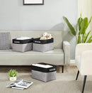 DECOMOMO Storage Baskets for Shelves - Fabric Closet Organizers and Storage Bins, Perfect Baskets for Organizing Closet Toys Nursery (Grey and Black, Large - 3 Pack) by CozyNest Decor