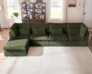 Oversized Modular Sofa, Extra Deep Cloud Corduroy Sectional Couch with Ottoman Chaise, Fluffy Corduroy 5 Seater Sofa Bed for Living Room, Villa (L Shape 5 Seater, Corduroy Green) by CozyNest Decor