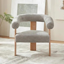 VKNOW Accent Chair Living Room Chair, Modern Upholstered Armchair with Solid Wood Legs, Comfy Barrel Arm Chairs for Living Room Bedroom, Light Grey by CozyNest Decor