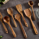Wooden Kitchen Utensils Set, Teak Wood Cooking Spoons for Non-Stick Pans, 8 Pieces by CozyNest Decor
